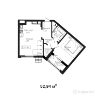 ЖК Tumar Residence — 2-ком 52,9 м² (от 26 999 400 тг)