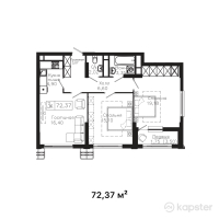 ЖК Tumar Residence — 3-ком 72,4 м² (от 36 908 700 тг)