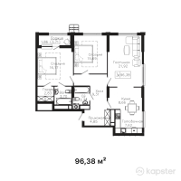 ЖК Tumar Residence — 3-ком 96,4 м² (от 49 153 800 тг)