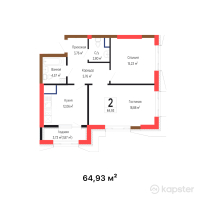 ЖК Tumar Towers Oskemen — 2-ком 64,9 м² (от 40 256 600 тг)