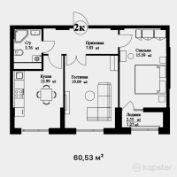 ЖК Delta — 2-ком 60,5 м² (от 23 969 880 тг)