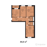 ЖК Amina — 3-ком 88,6 м² (от 29 238 000 тг)