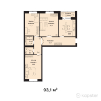 ЖК Amina — 3-ком 93,1 м² (от 30 723 000 тг)