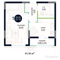 ЖК Muz Tau — 1-ком 41,2 м² (от 15 640 800 тг)