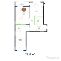 ЖК Muz Tau — 2-ком 77,1 м² (от 29 305 600 тг)