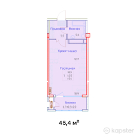 ЖК Aspen — 1-ком 45,4 м² (от 49 940 000 тг)