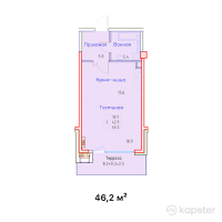ЖК Aspen — 1-ком 46,2 м² (от 50 820 000 тг)