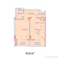 ЖК Aspen — 2-ком 67,9 м² (от 74 690 000 тг)