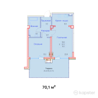 ЖК Aspen — 2-ком 70,1 м² (от 77 110 000 тг)