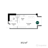 ЖК RAMS Evo — 1-ком 37,2 м² (от 29 248 462 тг)
