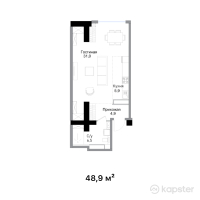 ЖК RAMS Evo — 1-ком 48,9 м² (от 38 447 576 тг)