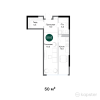 ЖК RAMS Evo — 1-ком 50 м² (от 39 312 450 тг)
