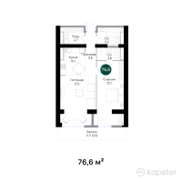 ЖК RAMS Evo — 2-ком 76,6 м² (от 60 226 673 тг)