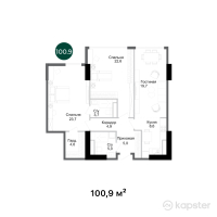 ЖК RAMS Evo — 3-ком 100,9 м² (от 79 332 524 тг)