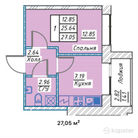 ЖК Tasty — 1-ком 27,1 м² (от 7 844 500 тг)