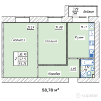 ЖК Tasty — 2-ком 58,8 м² (от 17 046 200 тг)