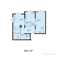 ЖК Rams City — 3-ком 84.7 м² (от 52,514,000 тг)