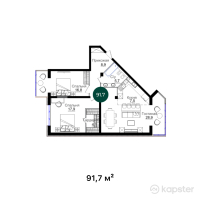 ЖК Navoi 3.0 — 3-ком 91,7 м² (от 63 352 779 тг)