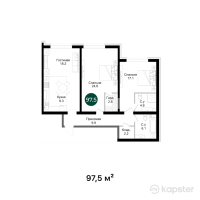 ЖК Navoi 3.0 — 3-ком 97,5 м² (от 67 359 825 тг)