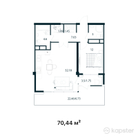 ЖК Royal Time — 2-ком 70,4 м² (от 60 578 400 тг)