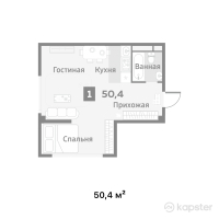 ЖК Exclusive Opera — 1-ком 50,4 м² (от 116 500 000 тг)