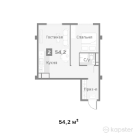 ЖК Exclusive Opera — 2-ком 54,2 м² (от 125 310 400 тг)