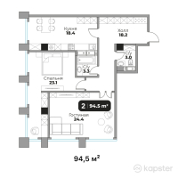 ЖК Авторский дом 42 — 2-ком 94,5 м² (от 141 750 000 тг)