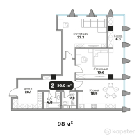 ЖК Авторский дом 42 — 2-ком 98 м² (от 147 000 000 тг)
