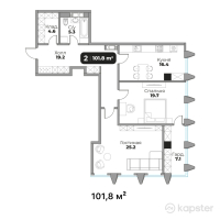 ЖК Авторский дом 42 — 2-ком 101,8 м² (от 152 700 000 тг)