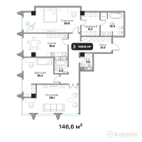 ЖК Авторский дом 42 — 3-ком 146,6 м² (от 219 900 000 тг)