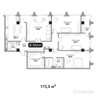 ЖК Авторский дом 42 — 4-ком 173,5 м² (от 260 250 000 тг)