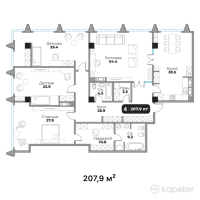 ЖК Авторский дом 42 — 4-ком 207,9 м² (от 311 850 000 тг)