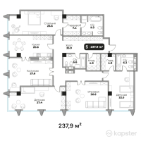 ЖК Авторский дом 42 — 5-ком 237,9 м² (от 356 850 000 тг)