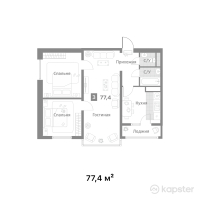 ЖК Qargaly City — 3-ком 77,4 м² (от 34 830 000 тг)
