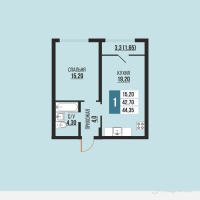 ЖК Shahar City — 1-ком 44,4 м² (от 15 744 250 тг)