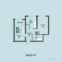 ЖК Shahar City — 2-ком 60,8 м² (от 21 587 550 тг)