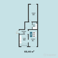ЖК Shahar City — 2-ком 69,5 м² (от 24 658 300 тг)