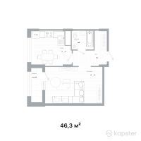ЖК Evolution — 1-ком 46,3 м² (от 34 123 100 тг)