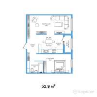 ЖК Nurly Dala 2 — 2-ком 52,9 м² (от 24 228 200 тг)