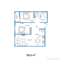 ЖК Nurly Dala 2 — 3-ком 58,5 м² (от 26 793 000 тг)