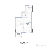 ЖК Rauda — 1-ком 42,5 м² (от 22 089 600 тг)