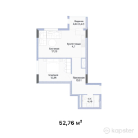 ЖК Rauda — 2-ком 52,8 м² (от 27 171 400 тг)