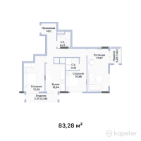 ЖК Rauda — 3-ком 83,3 м² (от 42 472 800 тг)