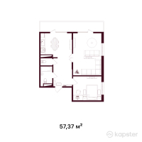ЖК Firkan Primo — 2-ком 57,4 м² (от 33 561 450 тг)