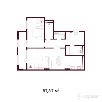 ЖК Firkan Primo — 2-ком 87,4 м² (от 51 111 450 тг)