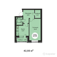 ЖК Happy Land — 1-ком 45,6 м² (от 14 120 500 тг)