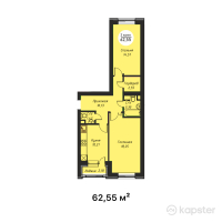 ЖК Happy Land — 2-ком 62,6 м² (от 19 390 500 тг)