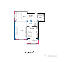 ЖК Sayram — 2-ком 73,6 м² (от 33 124 500 тг)