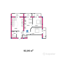 ЖК Sayram — 3-ком 93 м² (от 41 827 500 тг)
