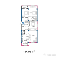 ЖК Sayram — 4-ком 134 м² (от 60 313 500 тг)